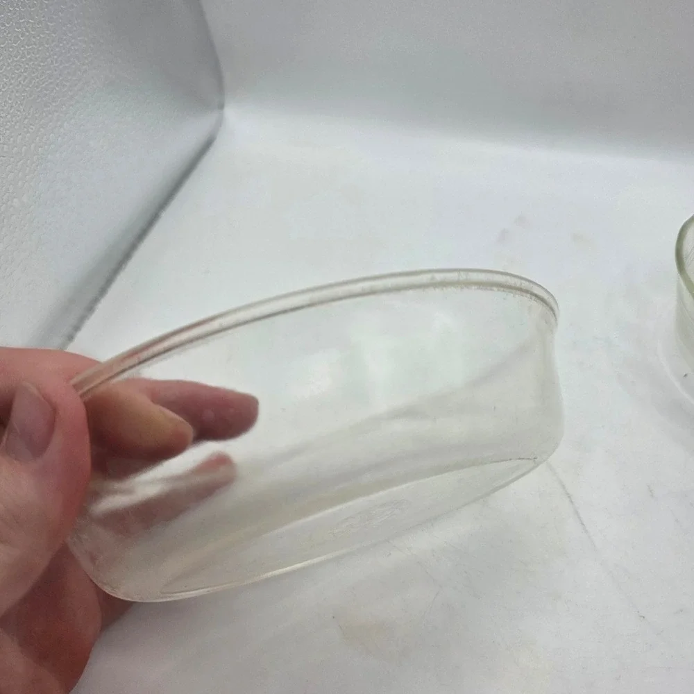 Vintage Pyrex Clear Glass Oval Baker and Scalloped Custard Cup Set 2 Piece